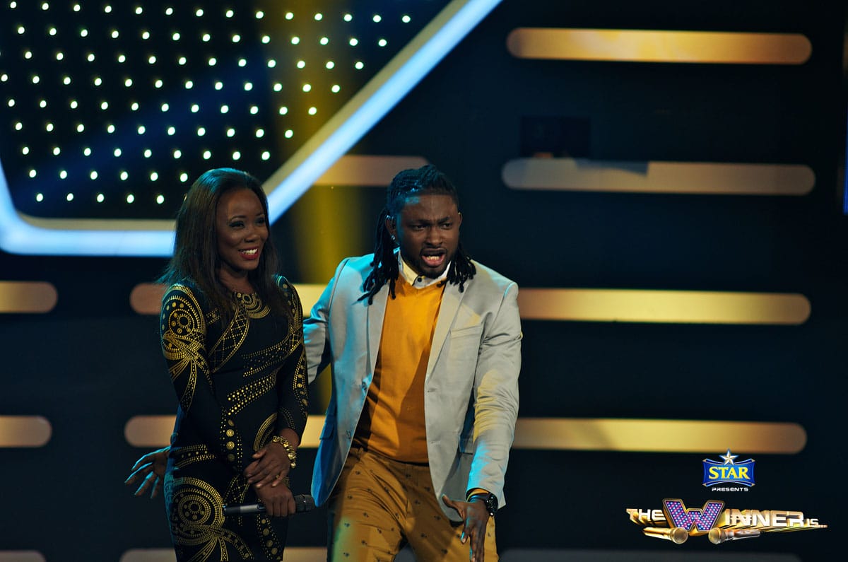 Uti Nwachukwu with episode winner, Roxy Oni