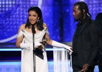 LOS ANGELES, CA - FEBRUARY 10:  Cardi B (L) and Offset accept the Best Rap Album for 'Invasion of Privacy' onstage during the 61st Annual GRAMMY Awards at Staples Center on February 10, 2019 in Los Angeles, California.  (Photo by Kevin Winter/Getty Images for The Recording Academy)