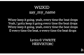 Wizkid Say My Name Lyrics